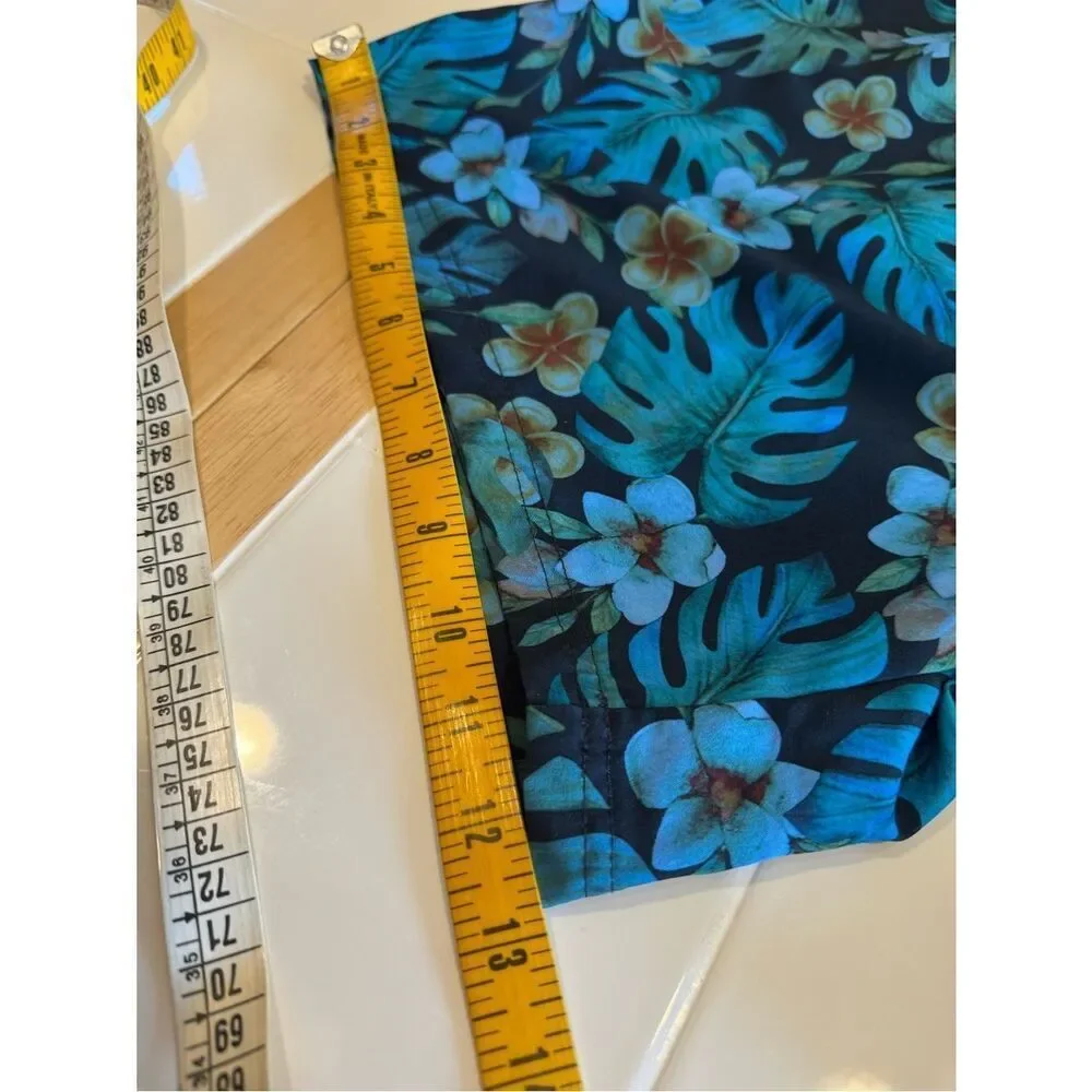 Ocean Current Tropical Swim Trunks Men’s XL | Blue Floral Hawaiian Board Shorts